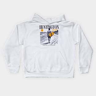 Vintage Surfing Huntington Beach, California // Retro Surfer Sketch // Surfer's Paradise Kids Hoodie